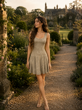 Load image into Gallery viewer, Alaïa Scoop Neck Mini Dress (Gold)