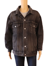 Load image into Gallery viewer, Balenciaga Washed Grey Distressed Denim Oversized Jacket