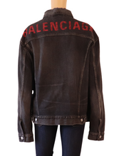 Load image into Gallery viewer, Balenciaga Washed Grey Distressed Denim Oversized Jacket