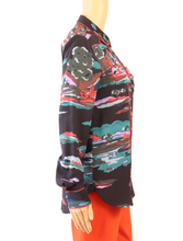 Load image into Gallery viewer, Coach Colorful Silk Long Sleeve Top