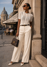 Load image into Gallery viewer, Louis Vuitton Knit Top with Leather Trim (White)