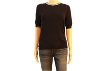 Load image into Gallery viewer, Louis Vuitton Leather Trim Blouse (Black)