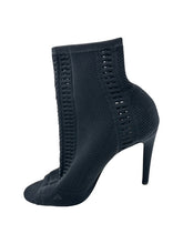 Load image into Gallery viewer, Gianvito Rossi Black Mid Ankle Boot (Peep-toe Black Knitted)