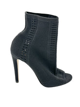 Load image into Gallery viewer, Gianvito Rossi Black Mid Ankle Boot (Peep-toe Black Knitted)