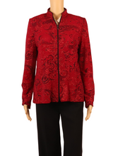 Load image into Gallery viewer, Vintage Red Sparkle Mandarin Collar Jacket