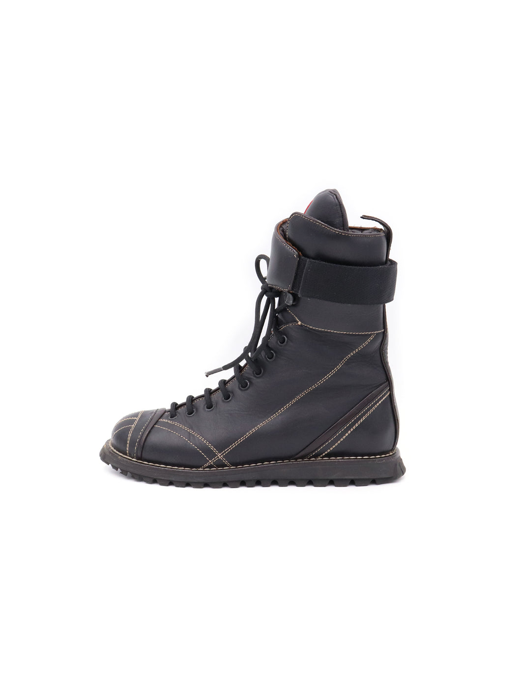 Prada Sport Leather Lace Up Boots