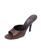 Load image into Gallery viewer, Gucci Vintage Brown Leather Heeled Slides
