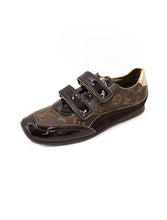 Load image into Gallery viewer, Louis Vuitton Suede Patent Monogram Speeding Velcro Sneakers