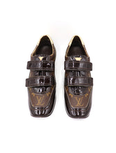 Load image into Gallery viewer, Louis Vuitton Suede Patent Monogram Speeding Velcro Sneakers