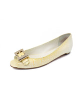 Load image into Gallery viewer, Gucci Patent Yellow Peep-Toe Flats