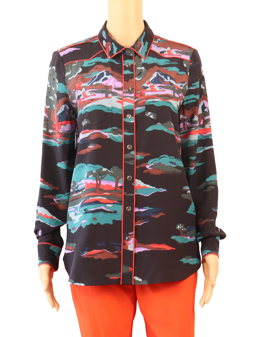 Coach Colorful Silk Long Sleeve Top