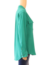 Load image into Gallery viewer, Equipment Green Silk Button Front Blouse Top
