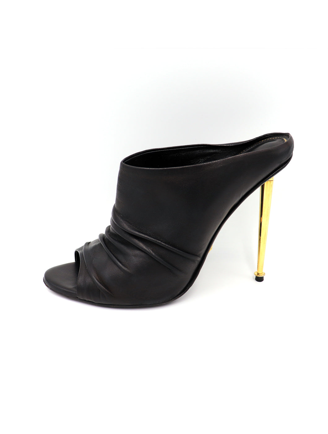 Tom Ford Ruched Open-Toe Leather Mules