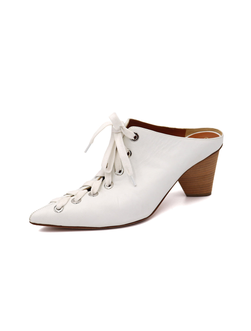 Brooke's Derek Lam Nova White Lace-up Mules