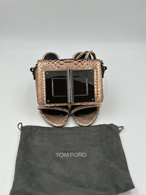 Tom Ford Natalia Bronze Metallic Python Handbag