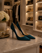 Load image into Gallery viewer, Jimmy Choo Suede Pumps (Teal)
