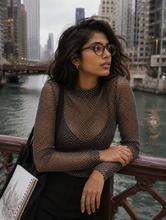 Load image into Gallery viewer, L'Agence Fishnet Black Sheer Bodysuit
