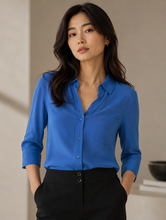 Load image into Gallery viewer, L'Agence Three-Quarter Sleeve Button-Up Top
