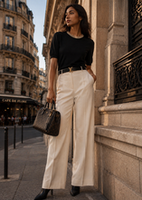 Load image into Gallery viewer, Louis Vuitton Leather Trim Blouse (Black)

