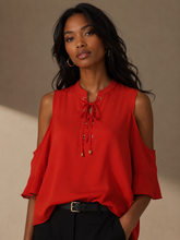 Load image into Gallery viewer, MICHAEL Michael Kors Ruffled Lace-Up Top

