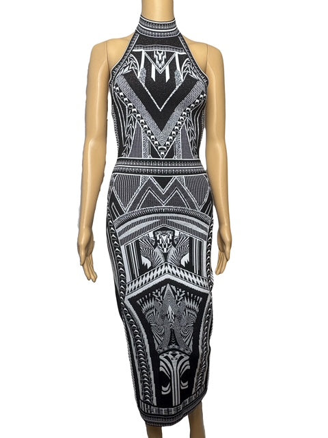 Balmain Halter Knit Long Dress