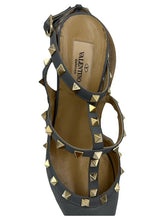 Load image into Gallery viewer, Valentino Leather T-Strap Pumps (Grey)
