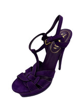 Load image into Gallery viewer, Yves Saint Laurent Purple Suede T-Strap Pumps
