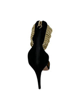 Load image into Gallery viewer, Aquazzura Suede D&#39;Orsay Pumps (Black &amp; Gold)
