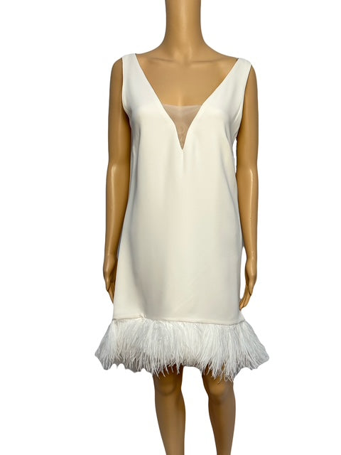 Alexandra Vidal White Feather Sleeveless Mini