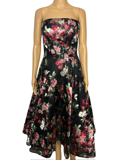 Alexander McQueen Floral Print Strapless Dress