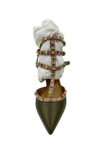 Load image into Gallery viewer, Valentino Garavani Leather T-Strap Pumps Olive Green
