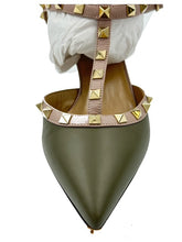 Load image into Gallery viewer, Valentino Garavani Leather T-Strap Pumps Olive Green
