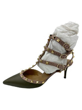 Load image into Gallery viewer, Valentino Garavani Leather T-Strap Pumps Olive Green
