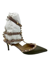 Load image into Gallery viewer, Valentino Garavani Leather T-Strap Pumps Olive Green
