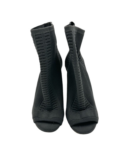 Gianvito Rossi Black Mid Ankle Boot (Peep-toe Black Knitted)