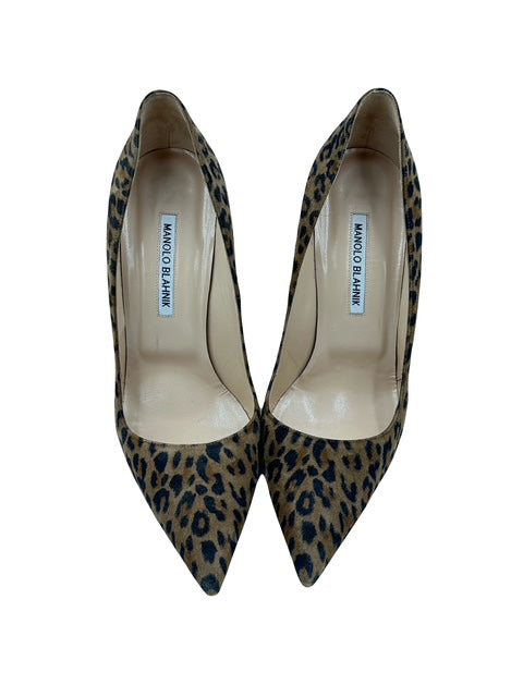 Manolo Blahnik Suede Animal Print Pumps