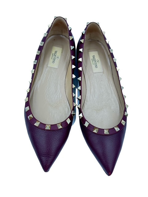 Valentino Garavani Lizard Ballet Flats (Plum)