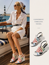 Load image into Gallery viewer, Pierre Hardy Multicolor Striped Wedge Sandals
