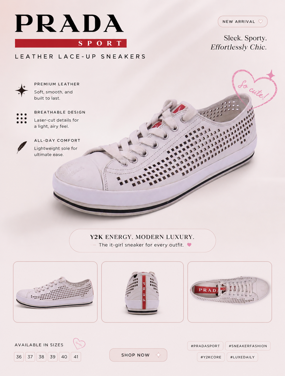 Prada Sport Leather Lace-Up Sneakers – Treasures From Angels