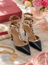 Load image into Gallery viewer, Valentino Garavani Rockstud Pumps (Navy)
