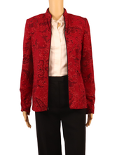 Load image into Gallery viewer, Vintage Red Sparkle Mandarin Collar Jacket
