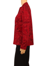 Load image into Gallery viewer, Vintage Red Sparkle Mandarin Collar Jacket
