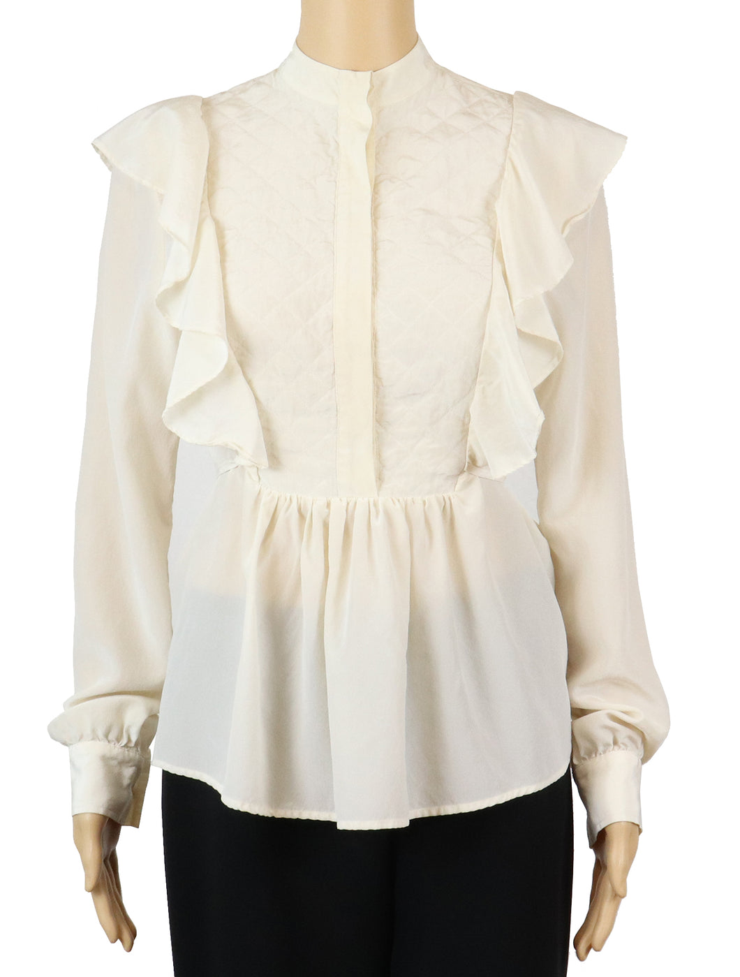 Givenchy Quilt Stitch Ruffle Blouse