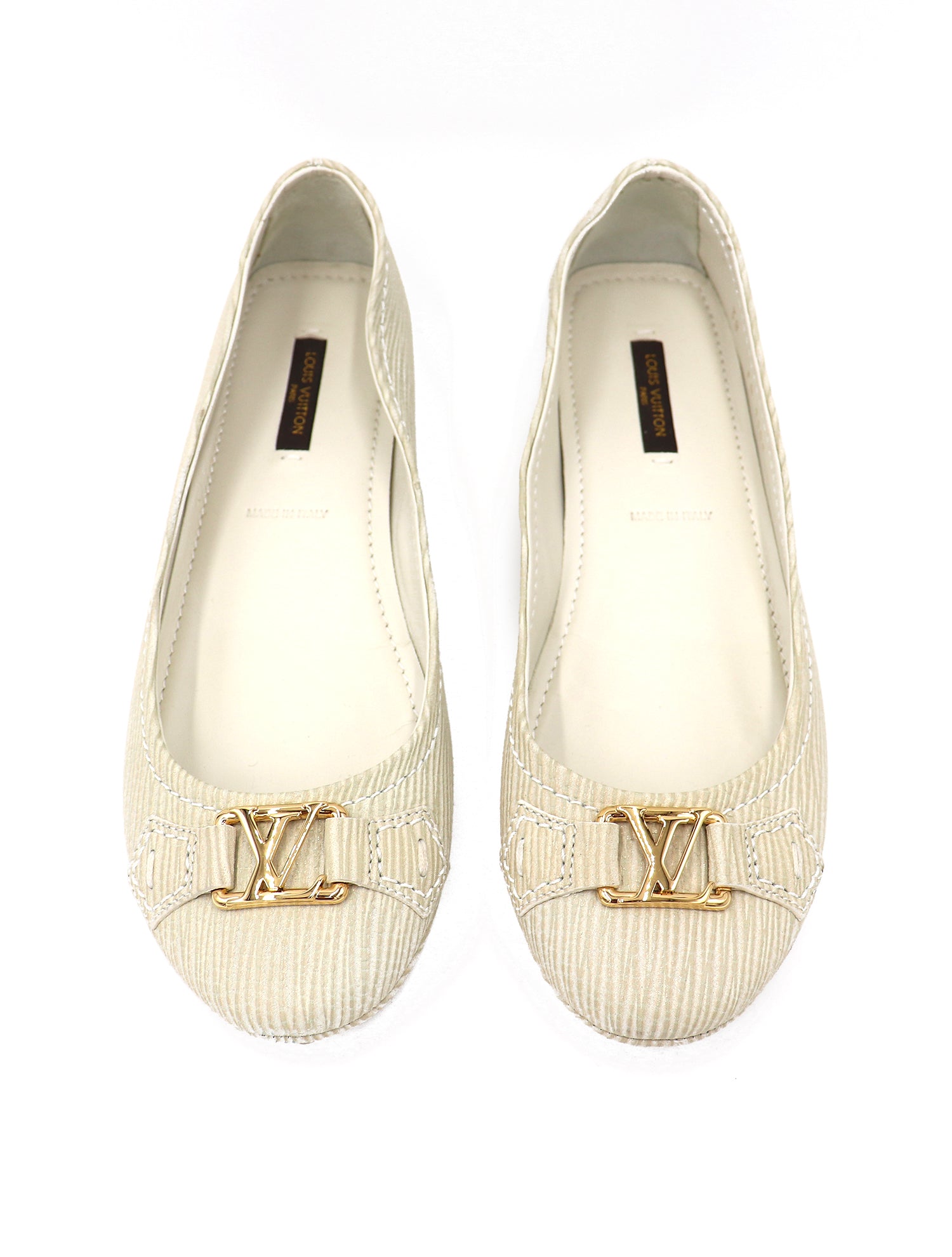Louis Vuitton White Vernis Leather Oxford Ballerina Flats