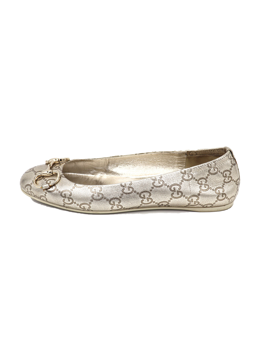 Gucci Silver Horsebit G Flats