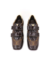 Load image into Gallery viewer, Louis Vuitton Suede Patent Monogram Speeding Velcro Sneakers
