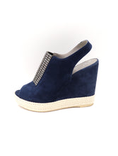 Load image into Gallery viewer, Gina Suede Lua Embellished Wedge Heels
