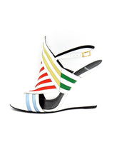 Load image into Gallery viewer, Pierre Hardy Multicolor Striped Wedge Sandals
