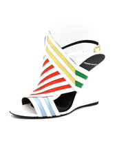 Load image into Gallery viewer, Pierre Hardy Multicolor Striped Wedge Sandals
