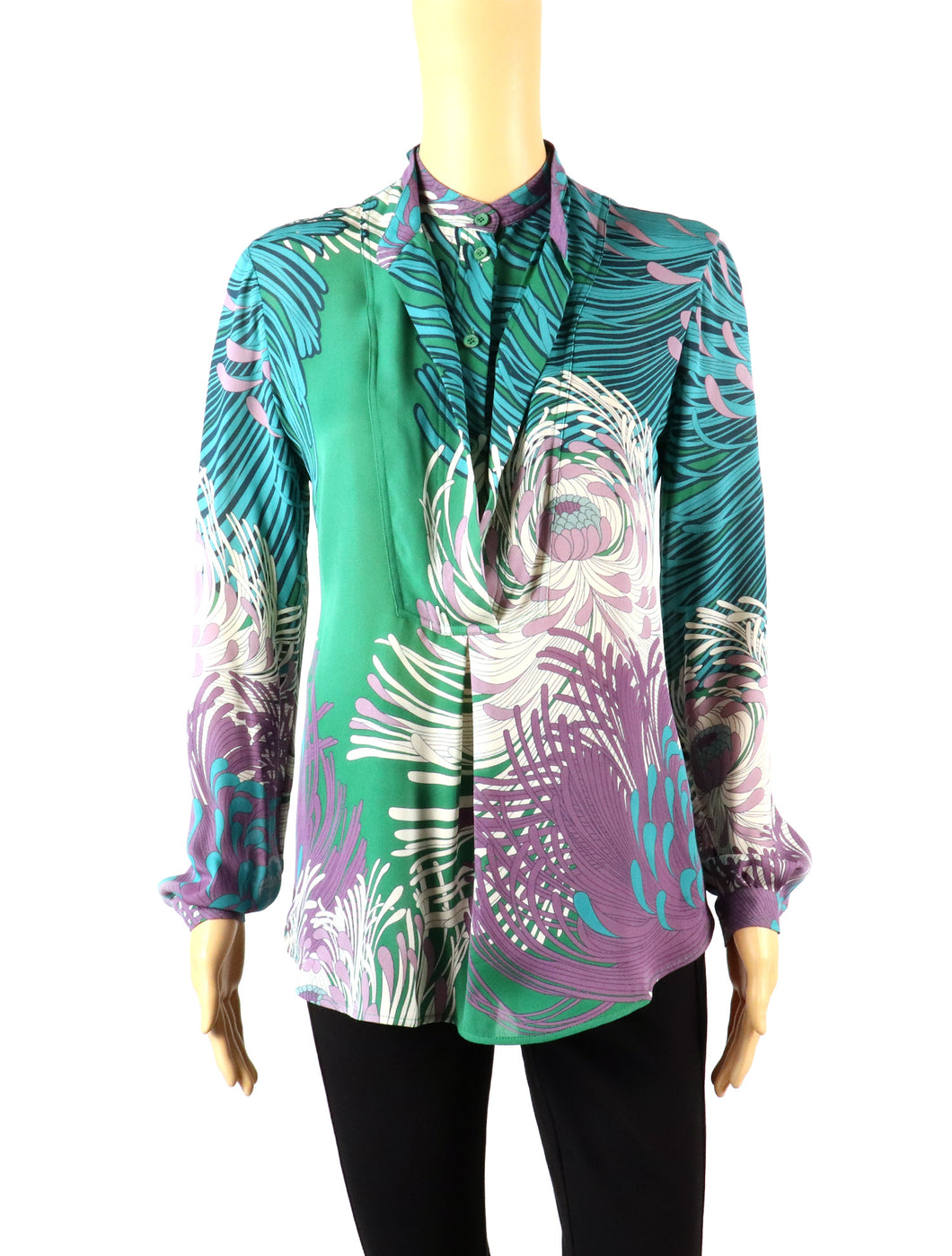 Gucci Silk Coral Print Blouse Top